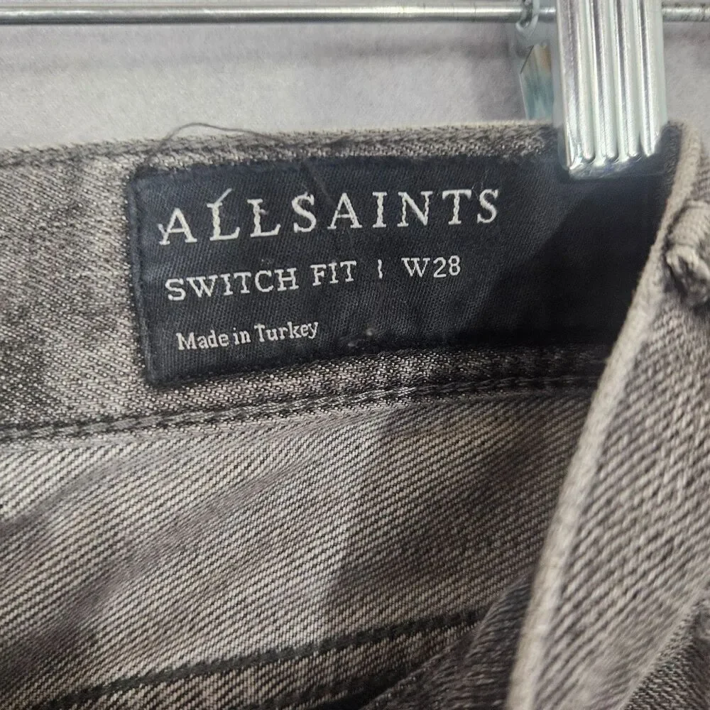 AllSaints Switch Fit Jorts Sz 28 Men's Aged Black Denim Jean Shorts